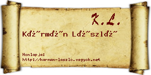 Kármán László névjegykártya